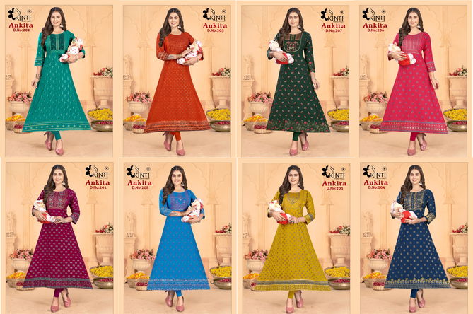 Ankita 2 By Kinti 201 To 208 Anarkali Kurtis Catalog
